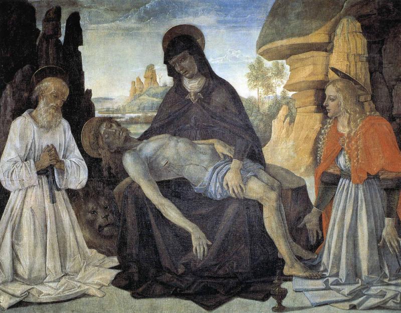 Pietro Perugino Pieta con San Girolamo e Santa Maria Maddalena oil painting picture